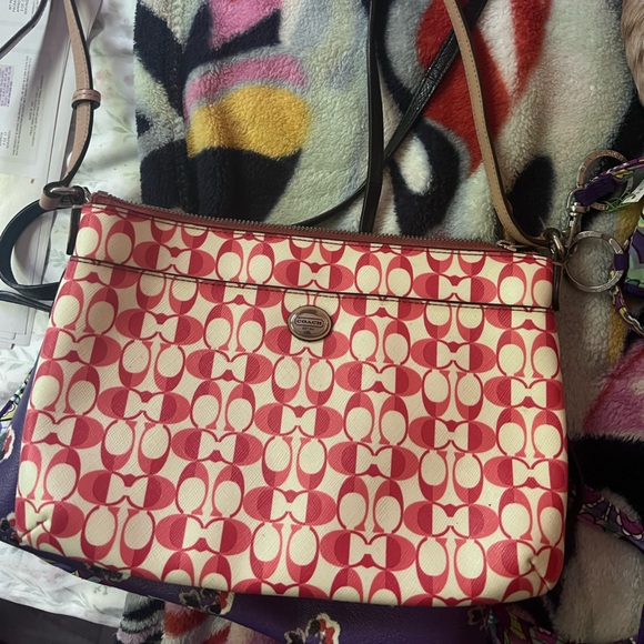 Coach Handbags - Coach orange and white crossbody purse